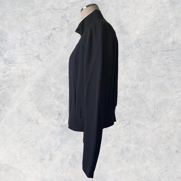 Lafayette 148 New York Silk Jacket Women’s Size Small Black Zip Front Minimalist - Picture 6 of 9